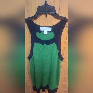 Michael Kors Green and Black Cut Out Tank Top